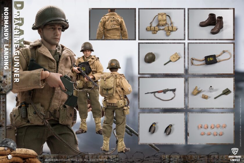 CRAZY FIGURE [LW013] 1:12 WWII U.S. Rangers On D-Day Machine