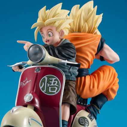 Desktop Real McCoy EX Dragon Ball Z Super Saiyan Son Goku & Super Saiyan Son Gohan with Mortorbike